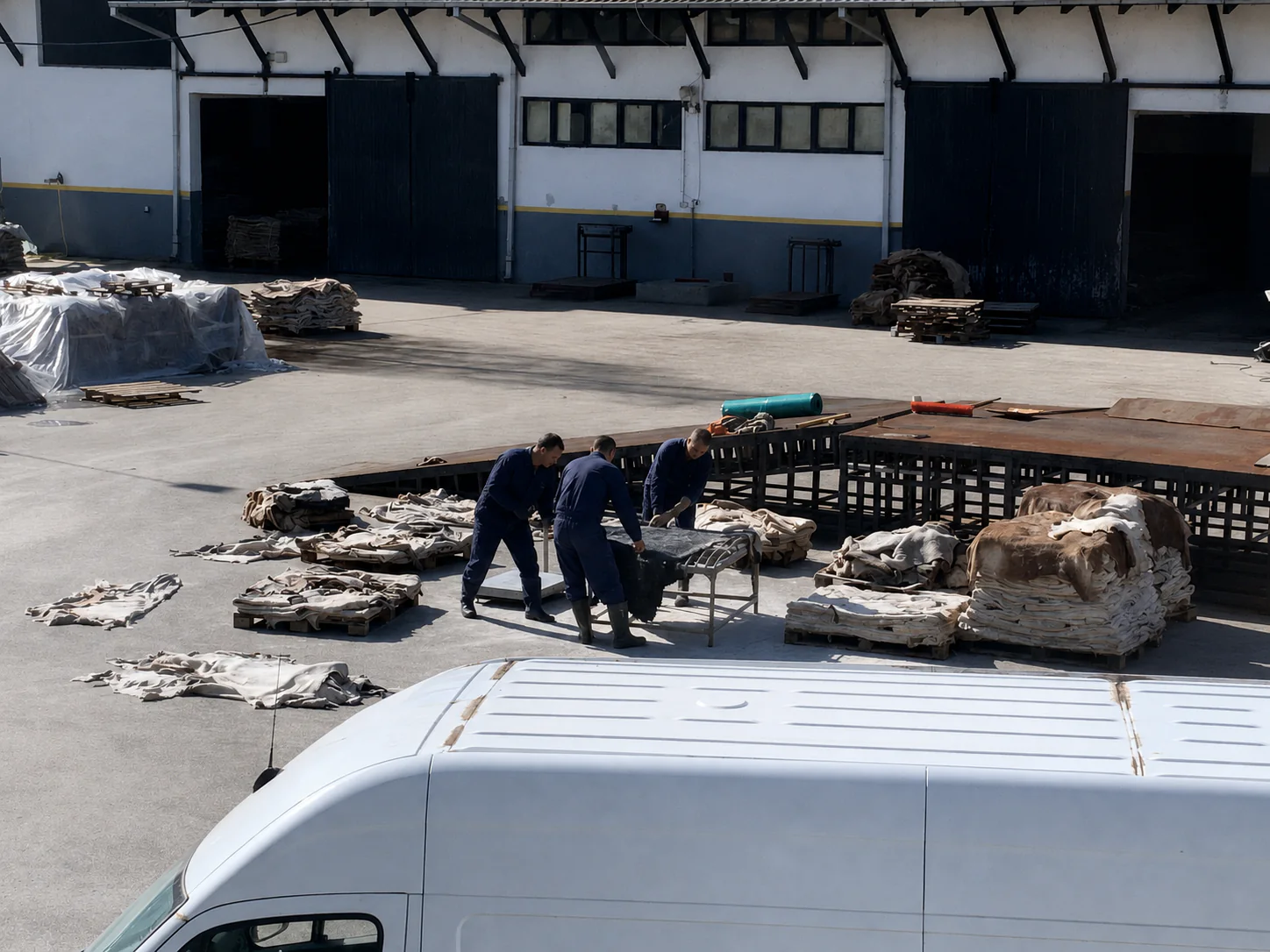 NOKEKOŽAR team inspecting and selecting raw hides